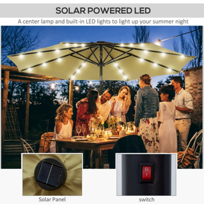 Outsunny 24 LED Solar Powered Parasol Umbrella Garden Tilt Outdoor String Light Brown - 4