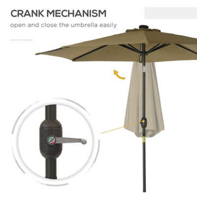Outsunny 24 LED Solar Powered Parasol Umbrella Garden Tilt Outdoor String Light Brown - 5