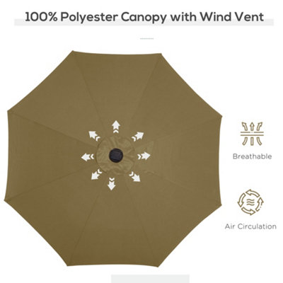Outsunny 24 LED Solar Powered Parasol Umbrella Garden Tilt Outdoor String Light Brown - 7