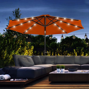Outsunny 24 LED Solar Powered Parasol Umbrella Garden Tilt Outdoor String Light Orange