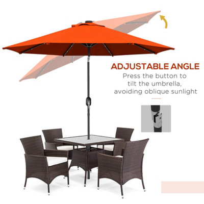 Outsunny 24 LED Solar Powered Parasol Umbrella Garden Tilt Outdoor String Light Orange