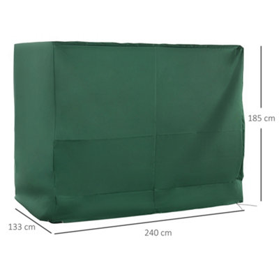 Outsunny 240x133cm 3-Seat Outdoor Garden Swing Chair Cover Water UV Resistant Green - 3