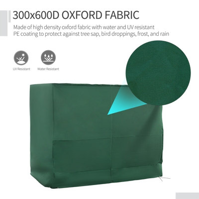 Outsunny 240x133cm 3-Seat Outdoor Garden Swing Chair Cover Water UV Resistant Green - 5