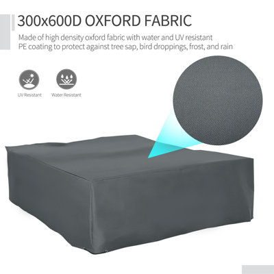 Outsunny 275x205cm Outdoor Furniture Protective Cover Water UV Resistant Grey - 7