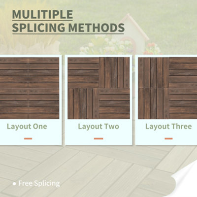 Outsunny 27pc Floor Tiles Interlocking Solid Wood DIY Deck Tiles Outdoor Black - 4