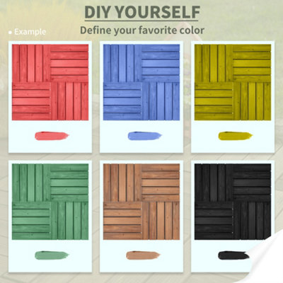 Outsunny 27pc Floor Tiles Interlocking Solid Wood DIY Deck Tiles Outdoor Black - 8