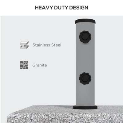 Outsunny 28kg Heavy Duty Granite Parasol Base with Wheels, Retractable Handle