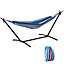 Outsunny 294 x 117cm Hammock with Metal Stand Carrying Bag 120kg White Stripe