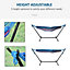Outsunny 294 x 117cm Hammock with Metal Stand Carrying Bag 120kg White Stripe