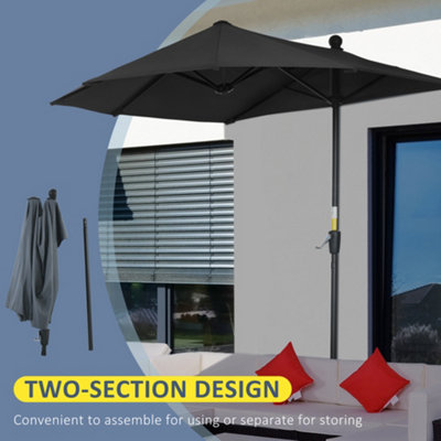 Outsunny 2m Half Parasol Market Umbrella Garden Balcony