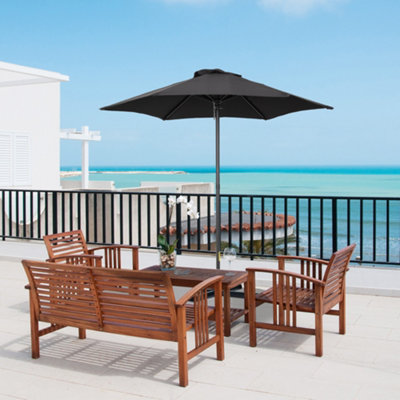 Outsunny 2m Parasol Patio Umbrella, Outdoor Sun Shade with 6 Ribs Black
