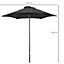 Outsunny 2m Parasol Patio Umbrella, Outdoor Sun Shade with 6 Ribs Black