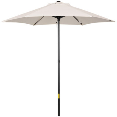 Outsunny 2m Parasol Patio Umbrella, Outdoor Sun Shade with 6 Ribs Cream White