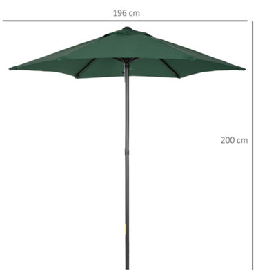 Outsunny 2m Parasol Patio Umbrella, Outdoor Sun Shade with 6 Ribs Green