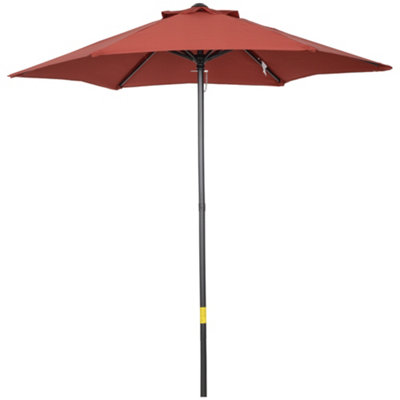 Outsunny 2m Parasol Patio Umbrella, Outdoor Sun Shade with 6 Ribs Wine Red