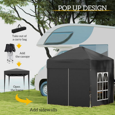 Outsunny 2mx2m Pop Up Gazebo Party Tent Canopy Marquee with Storage Bag Black - 4
