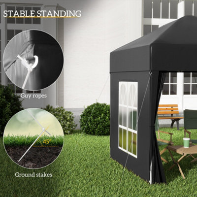 Outsunny 2mx2m Pop Up Gazebo Party Tent Canopy Marquee with Storage Bag Black - 6