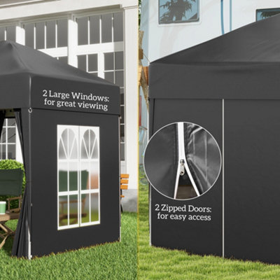Outsunny 2mx2m Pop Up Gazebo Party Tent Canopy Marquee with Storage Bag Black - 7