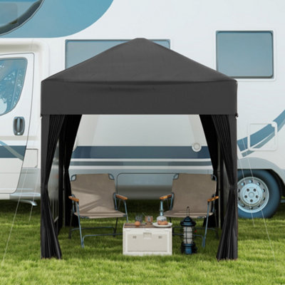 Outsunny 2mx2m Pop Up Gazebo Party Tent Canopy Marquee with Storage Bag Black - 8