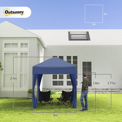Outsunny 2mx2m Pop Up Gazebo Party Tent Canopy Marquee with Storage Bag Blue - 3