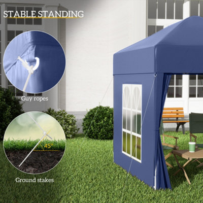 Outsunny 2mx2m Pop Up Gazebo Party Tent Canopy Marquee with Storage Bag Blue - 6