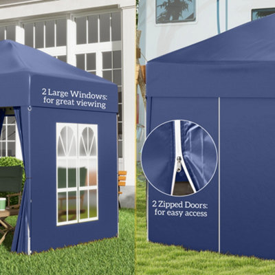 Outsunny 2mx2m Pop Up Gazebo Party Tent Canopy Marquee with Storage Bag Blue - 7