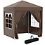 Outsunny 2mx2m Pop Up Gazebo Party Tent Canopy Marquee with Storage Bag Coffee
