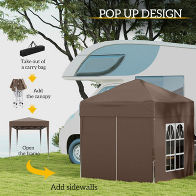 Outsunny 2mx2m Pop Up Gazebo Party Tent Canopy Marquee with Storage Bag Coffee - 4