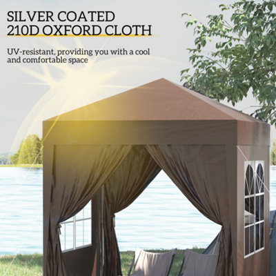 Outsunny 2mx2m Pop Up Gazebo Party Tent Canopy Marquee with Storage Bag Coffee - 5