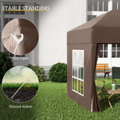 Outsunny 2mx2m Pop Up Gazebo Party Tent Canopy Marquee with Storage Bag Coffee - 6