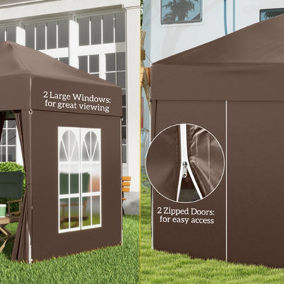 Outsunny 2mx2m Pop Up Gazebo Party Tent Canopy Marquee with Storage Bag Coffee - 7