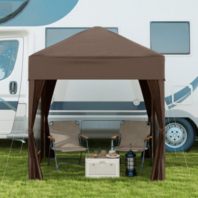 Outsunny 2mx2m Pop Up Gazebo Party Tent Canopy Marquee with Storage Bag Coffee - 8