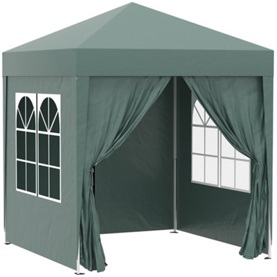 Outsunny 2mx2m Pop Up Gazebo Party Tent Canopy Marquee with Storage Bag Green