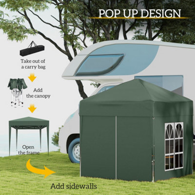 Outsunny 2mx2m Pop Up Gazebo Party Tent Canopy Marquee with Storage Bag Green - 4
