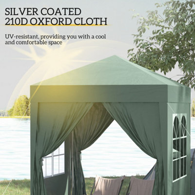 Outsunny 2mx2m Pop Up Gazebo Party Tent Canopy Marquee with Storage Bag Green - 5