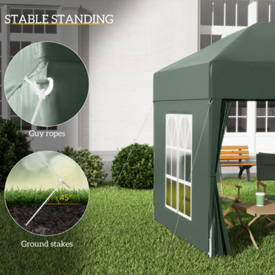 Outsunny 2mx2m Pop Up Gazebo Party Tent Canopy Marquee with Storage Bag Green - 6