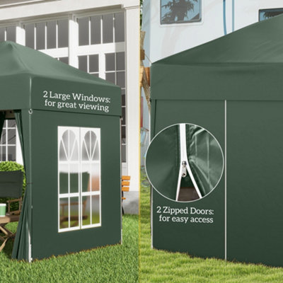 Outsunny 2mx2m Pop Up Gazebo Party Tent Canopy Marquee with Storage Bag Green - 7
