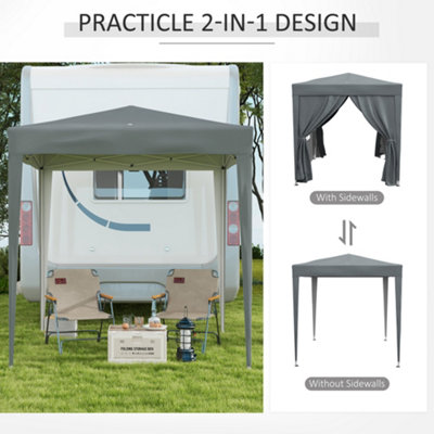 Outsunny 2mx2m Pop Up Gazebo Party Tent Canopy Marquee with Storage Bag Grey - 4