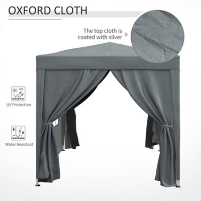 Outsunny 2mx2m Pop Up Gazebo Party Tent Canopy Marquee with Storage Bag Grey - 6