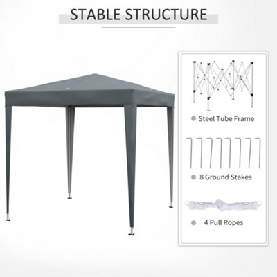 Outsunny 2mx2m Pop Up Gazebo Party Tent Canopy Marquee with Storage Bag Grey - 7