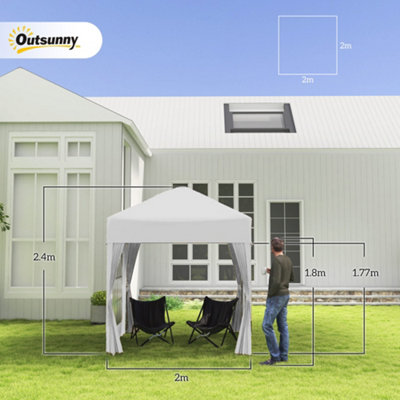 Outsunny 2mx2m Pop Up Gazebo Party Tent Canopy Marquee with Storage Bag White - 3