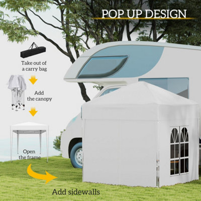 Outsunny 2mx2m Pop Up Gazebo Party Tent Canopy Marquee with Storage Bag White - 4