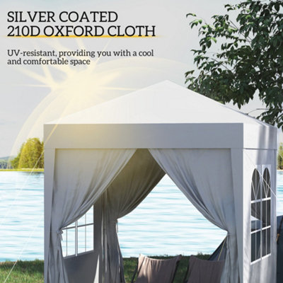 Outsunny 2mx2m Pop Up Gazebo Party Tent Canopy Marquee with Storage Bag White - 5
