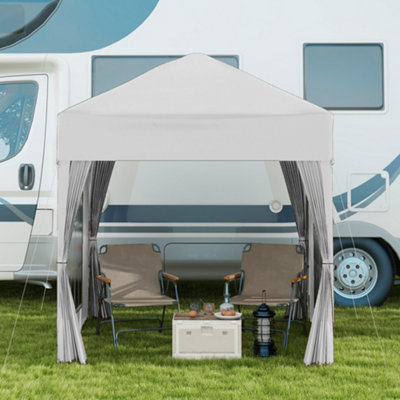 Outsunny 2mx2m Pop Up Gazebo Party Tent Canopy Marquee with Storage Bag White - 8