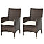 Outsunny 2PC Outdoor Rattan Armchair Wicker Dining Chair Set for Garden Brown