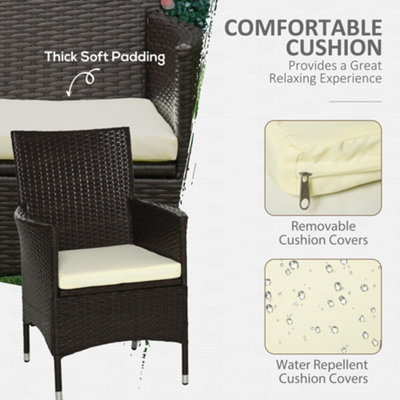 Outsunny 2PC Outdoor Rattan Armchair Wicker Dining Chair Set for Garden Coffee - 5