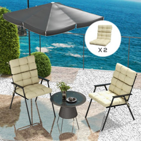 Outsunny 2pc Outdoor Seat Cushion with Backrest, Ties, for Garden, Beige