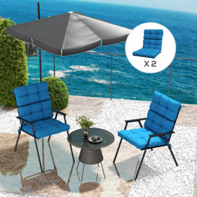 Outsunny 2pc Outdoor Seat Cushion with Backrest, Ties, for Garden, Blue