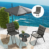 Outsunny 2pc Outdoor Seat Cushion with Backrest, Ties, for Garden, Grey