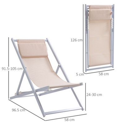 Outsunny 2Pcs Texteline Chaise Lounge Recliner Chair Adjust Lounger Patio Beige - 3